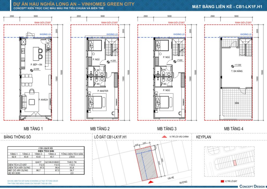 Mặt bằng Nhà phố Vinhomes Green City điển hình